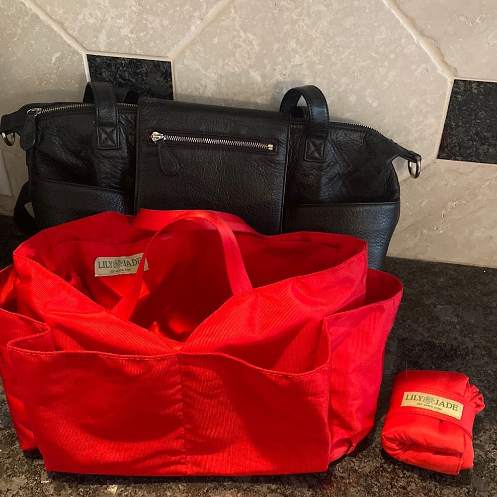 Lily Jade Black Leather Diaper Bag